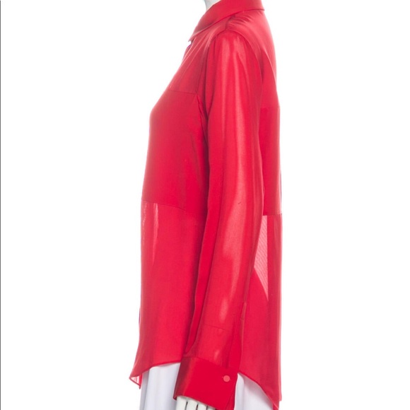 Alexander Wang red silk button top - Picture 2 of 3